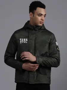 WROGN Camouflage Printed Hooded Collar Tailored Jacket