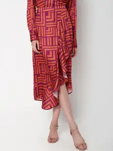 Vero Moda Geometric Printed Flared Midi Skirt