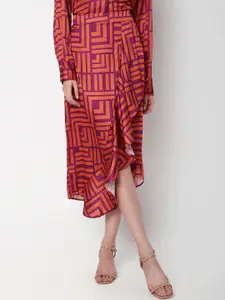 Vero Moda Geometric Printed Flared Midi Skirt