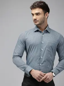 Van Heusen Pure Cotton Slim Fit Micro Checks Opaque Formal Shirt