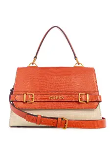 GUESS Snake Skin Textured Structured Satchel