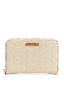 GUESS Women Brand Logo Textured Zip Around Wallet