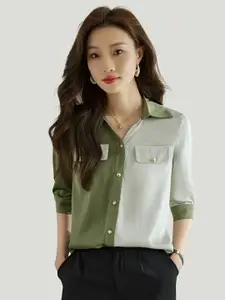 JC Collection Colourblocked Spread Collar Casual Shirt