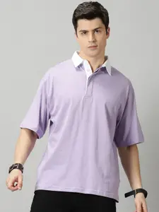 THE HOLLANDER Polo Collar Drop-Shoulder Sleeves Oversized Cotton T-shirt
