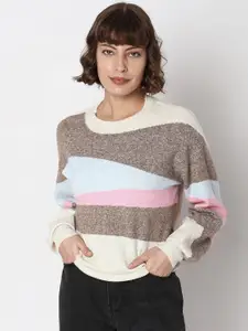Vero Moda Colourblocked Long Sleeves Knitted Pullover
