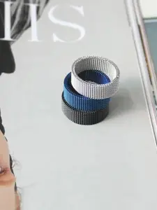 MEENAZ Men Set Of 3 Silver-Plated Stainless Steel Band Finger Ring