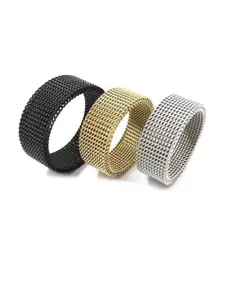 MEENAZ Men Set Of 3 Silver-Plated Band Finger Ring