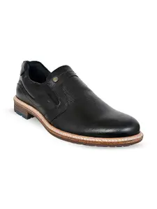 HX London Men Textured Leather Formal Slip-On Shoes