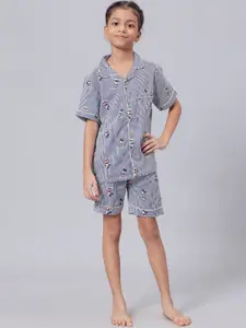 Biglilpeople Girls Conversational Printed Shirt With Shorts