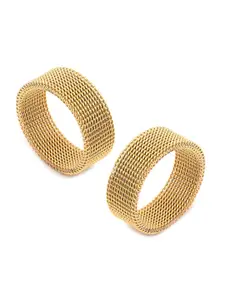 MEENAZ Men Set Of 2 Gold-Plated Band Finger Rings