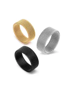 MEENAZ Men Set Of 3 Stainless Steel Silver-Plated Band Finger Rings