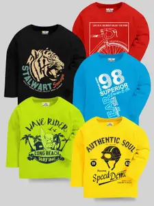 KUCHIPOO Boys Pack Of 5 Printed Regular Fit Casual T-shirt