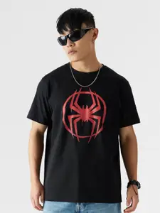 The Souled Store Spider-Man Miles Logo Printed Pure Cotton T-Shirt
