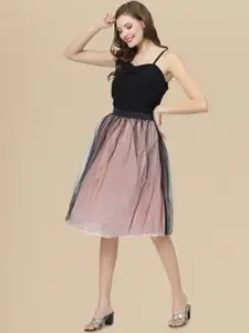 DressBerry Knee Length Gathered A-Line Skirt