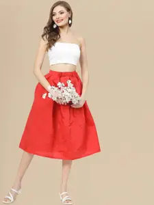 DressBerry Mid Length Flared Bow Skirt
