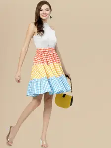 DressBerry Gingham Checked Tiered Skirt