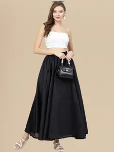 DressBerry Black Maxi Length Flared Skirt