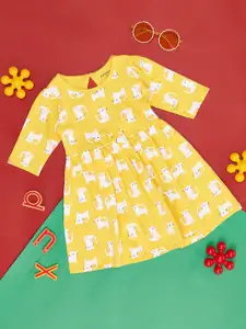 Pantaloons Baby Yellow Print Long Dress