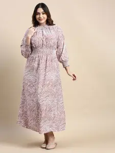 SHOWOFF Plus Plus Size Abstract Printed Smocked A Line Maxi Dress