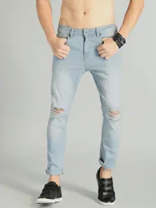 Roadster Men Blue Skinny Fit Mid-Rise Slash Knee Stretchable Jeans