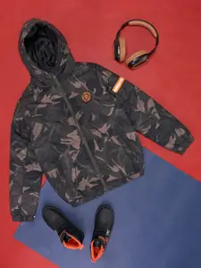 Pantaloons Junior Boys Camouflage Hooded Crop Puffer Jacket