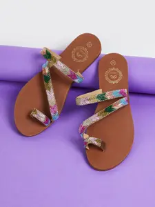 Melange by Lifestyle Embellished One Toe Flats