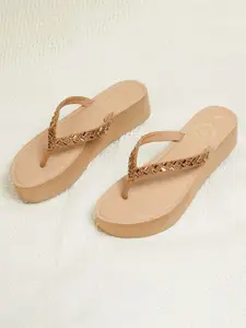 Melange by Lifestyle Embellished T-Strap Flatform Heels Sandals