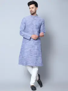 Latest Chikan Garments Striped Woven Design Mandarin Collar Kurta