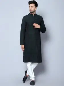 Latest Chikan Garments Striped Mandarin Collar Straight Kurta