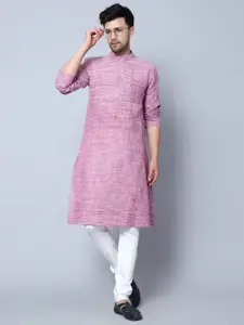 Latest Chikan Garments Striped Mandarin Collar Straight Kurta