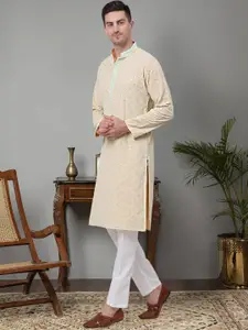 Jompers Embroidered Thread Work Pure Cotton Kurta with Pyjamas