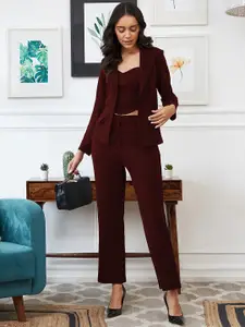 SIDYAL V-Neck Crop Top With Blazer & Trousers