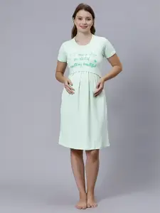 True Shape Typography Printed Maternity Feeding A-Line Dress