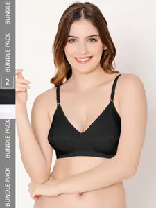 Bodycare Pack Of 2 Full Coverage Non-Padded Everyday Bras With All Day Comfort