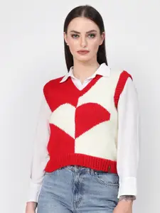 Velvery Colourblocked Acrylic Sweater Vest