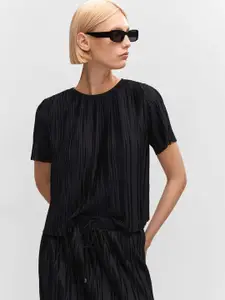 MANGO Textured Pleated Detail Top