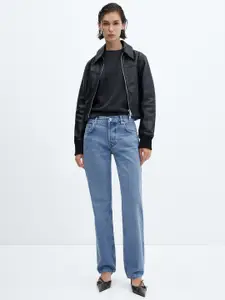 MANGO Women Cotton Straight Fit Light Fade Jeans