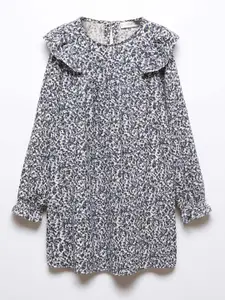 Mango Kids Girls Cotton Floral Print Puff Sleeve A-Line Dress