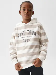 Mango Kids Boys Striped Pure Cotton Hooded Sweatshirt