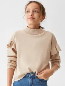 Mango Kids Girls Turtle Neck Pullover with Ruffled Detail