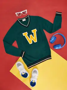 Pantaloons Junior Boys Typography Printed Acrylic Pullover Sweaters