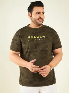 Rodzen Plus Size Graphic Printed Round Neck Cotton Regular T-shirt