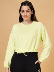 Ajile by Pantaloons Drop-Shoulder Sleeves Cotton Crop Sweatshirt