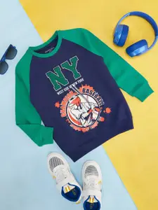 Pantaloons Junior Boys Graphic Printed Round Neck Raglan Sleeve Cotton Sweatshirt