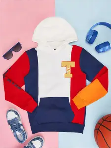 Pantaloons Junior Boys Colourblocked Hooded Cotton Sweatshirt