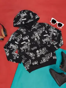 Pantaloons Junior Boys Typography Printed Hooded Cotton Pullover Sweatshirt