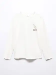 Mango Kids Boys Printed Drop-Shoulder Sleeves Pure Cotton T-shirt