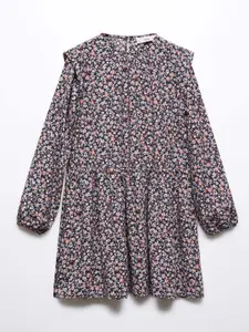 Mango Kids Girls Floral Print Puff Sleeve A-Line Dress