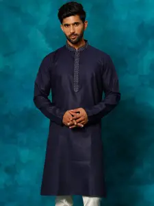 VASTRAMAY Mandarin Collar Straight Regular Kurta