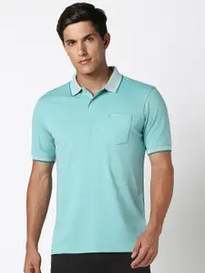 Peter England Blue Polo Collar T-shirt